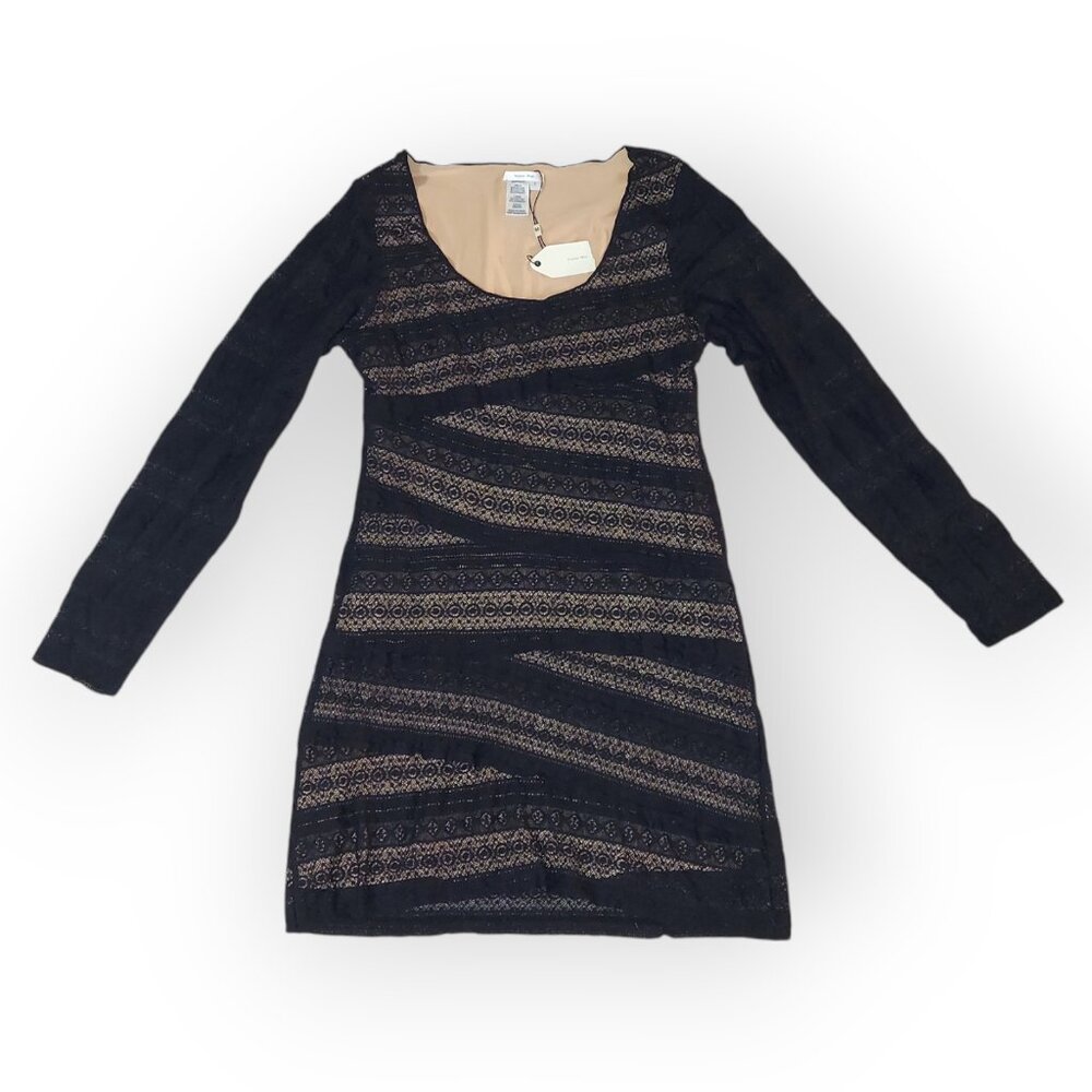 Sophia Max Studio Lace Mini Little Black Dress Cocktail Party L NWT
